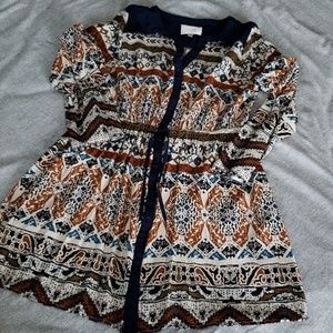 Long Sleeved Print Shirt Dress